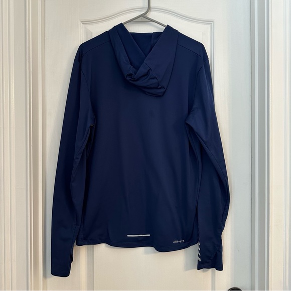 Nike Dry Running Dri-Fit Blue LS Hoodie Men’s Medium - Picture 2 of 5